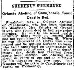 Syracuse Herald Nov 2, 1908 - Orlando Abeling Obituary