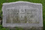 Headstone for Russell G Williams and Doris E Moore